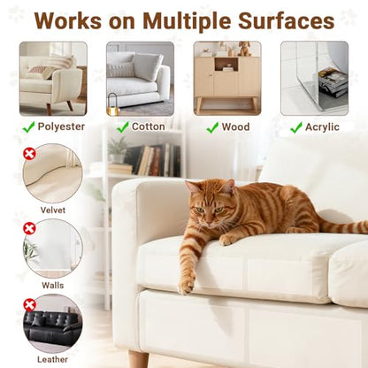 Anti Cat Scratch Furniture Protector - 12Pcs Large, 17.7 * 12in, Clear Sofa Protector from Cat Scratching, Door Protector from Dog Scratching, Self-Adhesive - 50 Pins - size: 17.7in*12in