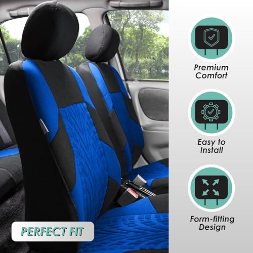 FH Group Three Row Set 7 Seater Blue Travel Master Car Seat Covers, Airbag and Split Rear Car Seat Cover Universal Fit Interior Accessories for Cars Trucks & SUV Automotive Seat Covers - color: Blue