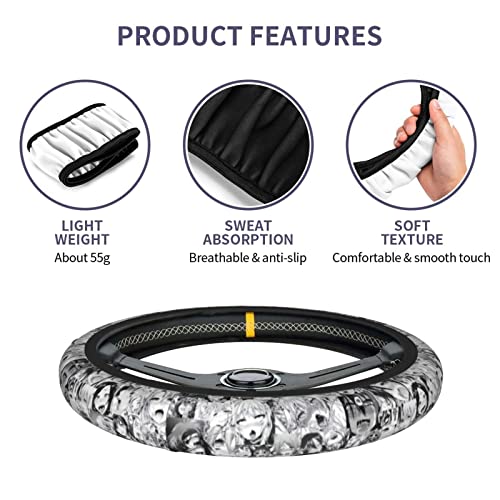 Anime Steering Wheel Cover Anime Car Accessories for Men Women with Car Coaster, 15 Inch Anti-Slip Car Steering Wheel Covers Universal Fit.