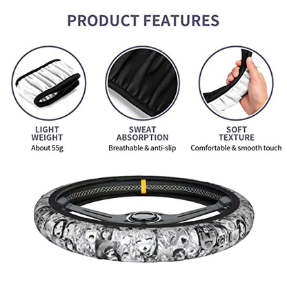 Anime Steering Wheel Cover Anime Car Accessories for Men Women with Car Coaster, 15 Inch Anti-Slip Car Steering Wheel Covers Universal Fit.