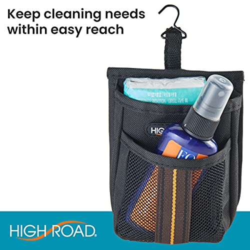 High Road Air Vent Mount Car Cell Phone Holder with Soft Lined Back Pocket and Front Mesh Storage Pocket
