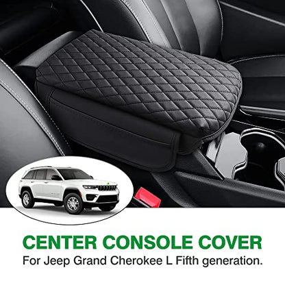 Shademax Custom for Center Console Cover Jeep Grand Cherokee L Accessories 2021-2023 2024 2025 2026 Armrest Cover Center Console Pad Leather Armrest Seat Box Cover Protector with Pockets Storage Bag - size: Size for Jeep Grand Cherokee L 2021-2026