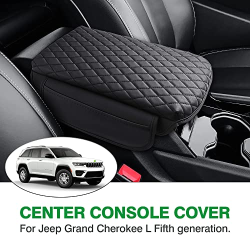 Shademax Custom for Center Console Cover Jeep Grand Cherokee L Accessories 2021-2023 2024 2025 2026 Armrest Cover Center Console Pad Leather Armrest Seat Box Cover Protector with Pockets Storage Bag - size: Size for Jeep Grand Cherokee L 2021-2026