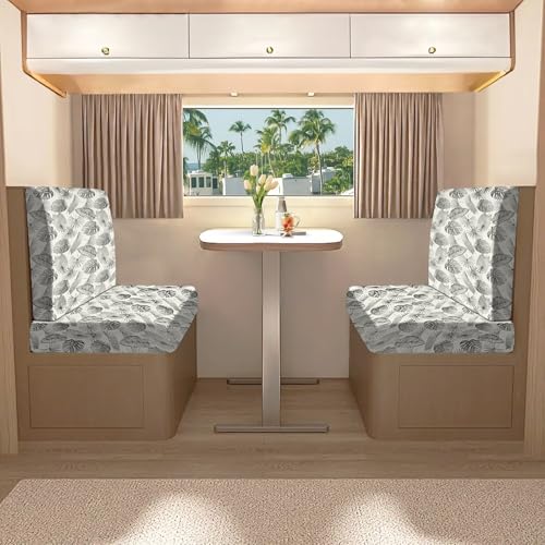 molasofa RV Dinette Cushion Covers, RV Booth Seat Cover Stretchable Camper Cushion Couch Covers Washable Slipcovers for Camper Car Bench (1 Backrest Cover & 1 Bench Cover, Beige Leaves) - color: Beige Leaves, size: 1 Bench Cover & 1 Backrest Cover