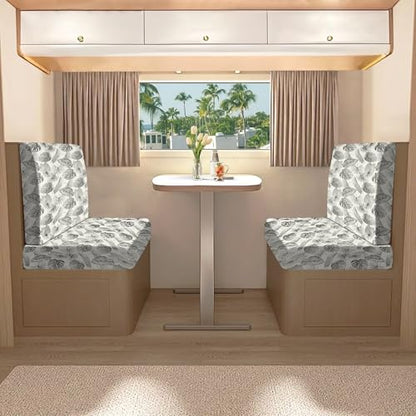 molasofa RV Dinette Cushion Covers, RV Booth Seat Cover Stretchable Camper Cushion Couch Covers Washable Slipcovers for Camper Car Bench (1 Backrest Cover & 1 Bench Cover, Beige Leaves) - color: Beige Leaves, size: 1 Bench Cover & 1 Backrest Cover