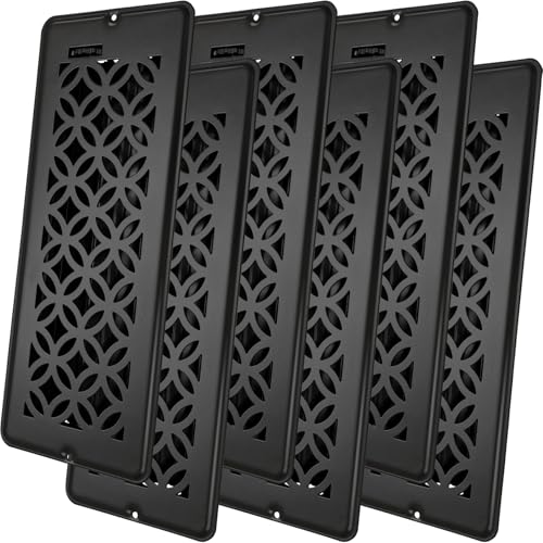 4 x12 Floor Register, Floor Vent Cover, Screws Included, Air Vents, All Steel Heavy Duty Floor Register, Easy Adjustable Air Supply Lever (4"X12" Black, 6Pack) - color: 4 x12 Black, 6Pack
