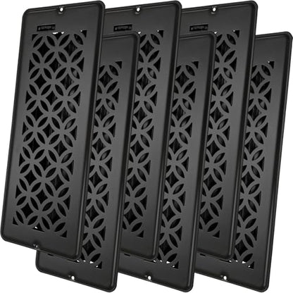 4 x12 Floor Register, Floor Vent Cover, Screws Included, Air Vents, All Steel Heavy Duty Floor Register, Easy Adjustable Air Supply Lever (4"X12" Black, 6Pack) - color: 4 x12 Black, 6Pack