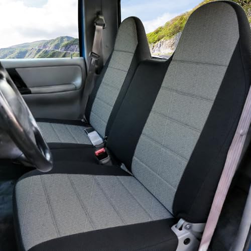 60/40 High Back Bench Seat Cover for Ford Ranger 1998 1999 2000 2001 2002 2003 Heavy-Duty Cloth 2PCS Waterproof & Durable Truck Pickup Protectors Truck Interior Accessories - Black - color: Black, size: 1998-2003