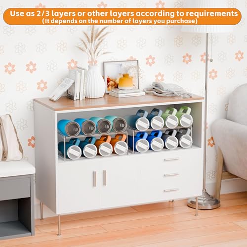 Yieach Stackable Water Bottle Organizer for Stanley,Yeti 40 oz and Others Tumbler Organizer,4 Tier Waterbottle Storage Rack,Clear Acrylic Cup Organizers for Kitchen Cabinets,Countertop,Pantry Shelf - size: 4 Tier Hold 16 Bottle