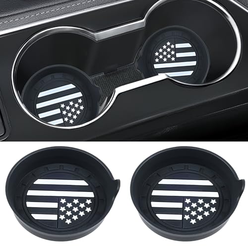 Car Cup Coaster Universal Non-Slip Silicone Cup Holder Insert Car Interior Accessories for Drink American Flag US Flag 2 Pack Black - color: Black American Flag, size: 2 Pack