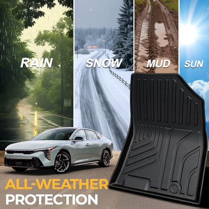 Floor Mats for Kia K4 2025-2026, All Weather Floor Mats Trunk Cargo Liner and Door Sill Guards Accessories, Full Coverage Set - size: For Kia K4 | 2025-2026