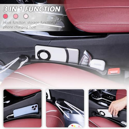 2PCS Car Seat Gap Filler Organizer and Carry Hook,Upgraded Multifunction Gap Filler for Car with Filling Gaps and Storing for Phones Keys,Universal No Drop Seat Guard for Cars