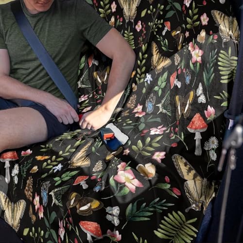 Butterfly Mushroom Flower Print Rear Bench Towel Seat Covers, Nonslip Back Seat Cover Washable Bench Seat Covers, Wear-Resistant Car Seat Covers Protector for Dogs - color: Butterfly Mushroom Flower