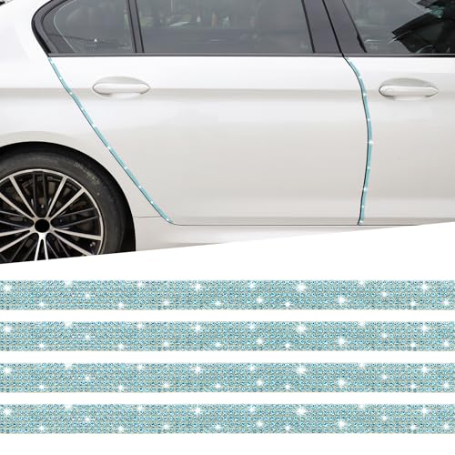 TOMALL Bling Car Door Guard Crash Bumper Crystal Anti-Scratch Strip Sticker Crystals Car Door Bumper Protector Accessory DIY for Interior and Exterior Decoration Styling Accessories (Lake Blue) - color: Lake Blue