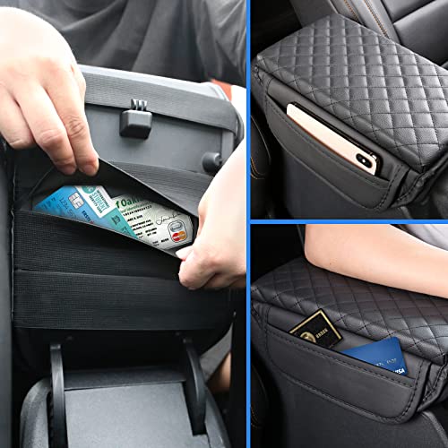 Center Console Armrest Cover for Ford Bronco Accessories 2021 2022 2023 2024 2025 2026 2/4-Door with Leather Side Pockets Interior Accessories Prevent Scratching