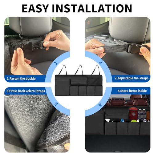 Car Trunk Organizer Backseat Hanging Organizer with Storage Pockets for Subaru Crosstrek, Forester, Outback, Ascent 2000-2024 2025 Car Accessories - color: Black, size: 40" x 18"