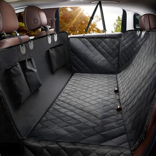 Dog Car Seat Cover for Back Seat,100% Waterproof Scratch Proof Nonslip Seat Cover,600D Heavy Duty Scratch Soft Dog Hammock for Car for Cars Trucks and SUVs（allblack