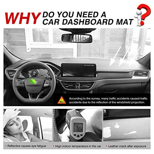 Autorder Dashboard Cover Mat for Ford Escape 2020-2025 2026 Accessories Dash Cover Suede Dash Mat Sunshade Glare UV Rays Protector - size: 2020-2026 Ford Escape