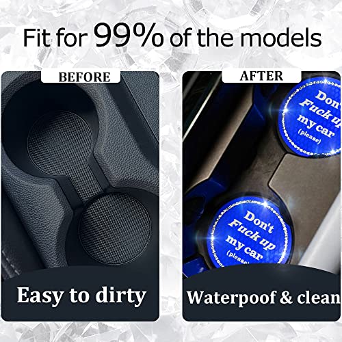 Car Cup Coasters 2 Pack - Bling Interior Accessories, Universal Cup Holder Inserts for SUV/Truck (Royal Blue, 2PC) - color: Royal Blue-2pc