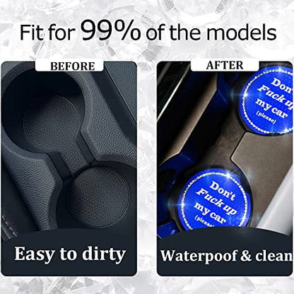 Car Cup Coasters 2 Pack - Bling Interior Accessories, Universal Cup Holder Inserts for SUV/Truck (Royal Blue, 2PC) - color: Royal Blue-2pc