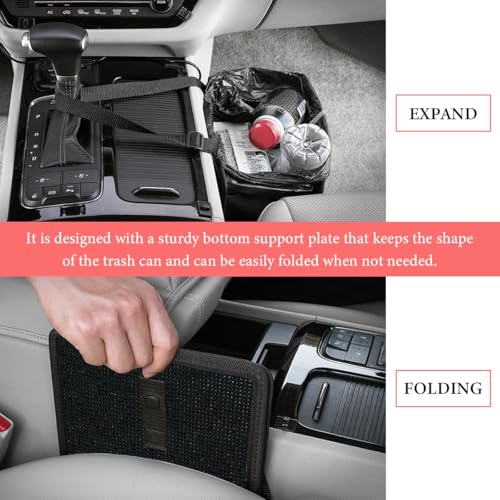 Car Foldable Trash Can, Bling Rhinestone Oxford Garbage Container Hanging Waterproof Organizer, Mini Crystal Dustbin Waste Basket Leakproof Trash Bin for Car Office Kitchen (Black) - color: Black