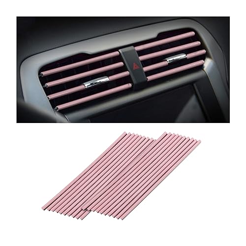 20 Pcs Car Air Conditioner Outlet Decoration Strip, Decorative Trim for Auto Air Vent Outlet, Waterproof Automotive Interior Decors for Men Women, Universal for Most Vehicles (Pink) - color: Pink