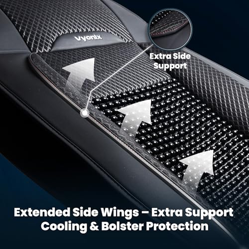 Semi Truck Beaded Seat Covers (Black, 1-Pack), Cooling Car Seat Cushion for Back Support, Anti-Sweat Truck Seat Covers, Universal Fit for Volvo, Kenworth, Freightliner