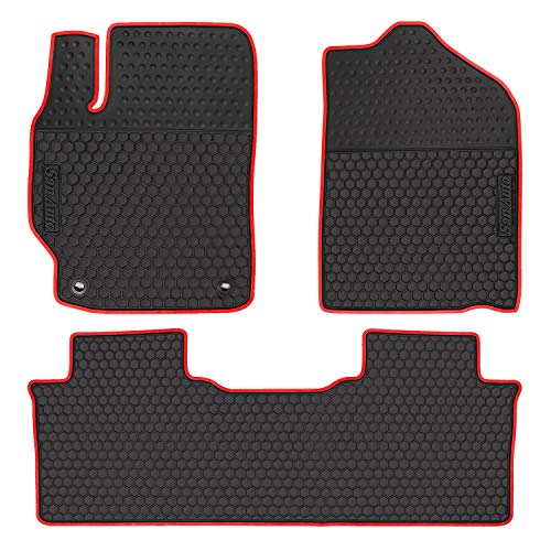 Car Rubber Floor Mat for Toyota Camry 7th 2012-2013-2014-2015-2016-2017 Custom Fit Black Red Rubber Car Floor Liners Set All Weather Protection Heavy Duty Odorless - color: Black Red, size: 2012-2017 Version