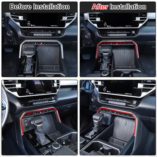 Aunginsy Car Center Control Warning Light Outer Frame Decorative Sticker Fit Toyot@a Tundra/Sequoia 2022-2024 Carbon Fiber Gear Box Shift Panel Protect Strip Cover Trim Sticker Interior Accessories - size: Warning Light Outer Frame Trim