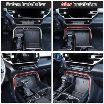 Aunginsy Car Center Control Warning Light Outer Frame Decorative Sticker Fit Toyot@a Tundra/Sequoia 2022-2024 Carbon Fiber Gear Box Shift Panel Protect Strip Cover Trim Sticker Interior Accessories - size: Warning Light Outer Frame Trim