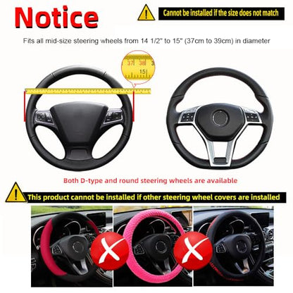 Hiflyer Steering Wheel Cover - Universal 14.5-15 Inch, Soft Microfiber Car Wheel Cover for Women & Men (Black)