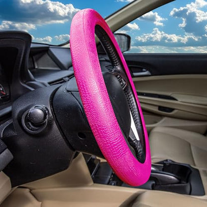 FH Group Universal Fit Silicone Snake Pattern with Massaging Grip Steering Wheel Cover fits most Cars, SUVs, Trucks, and Vans Hot Pink - color: Hot Pink