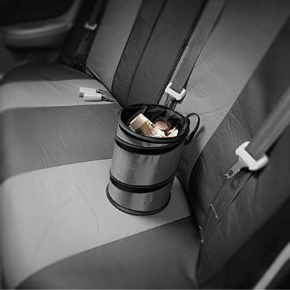 FH Group Automotive Waterproof Portable Collapsible Large Trash Can Garbage Container fits Most Cars,Polyethylene,SUVs,and Trucks Gray - color: Gray, style: Large
