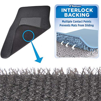 Motor Trend Premium Inter-Lock Backing Carpet Car Floor Mats - Front & Rear, Thick & Durable Auto Protection, Fits Most Cars Truck SUV Coupe Sedan - color: Dark Gray