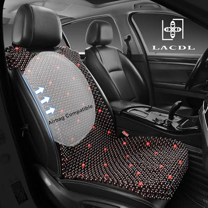 Beaded Car Seat Covers for Cars, Cooling Bead Seat Cover for Trucks & SUVs - Auto Ventilated Seat Cooler Pad, Natural Wood Breathable Beads - Sweat Protector for Summer, Stars