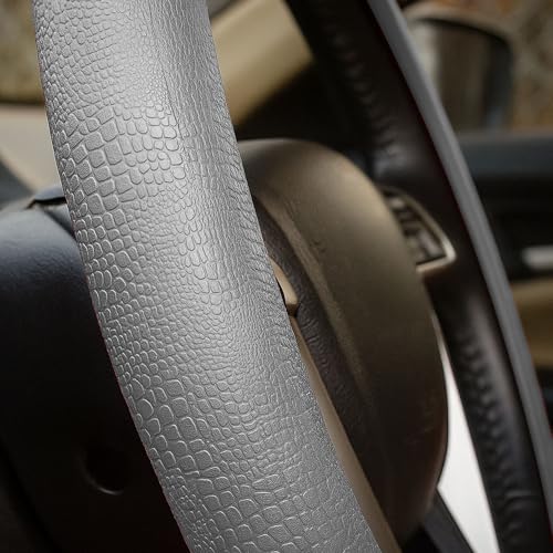 FH Group Universal Fit Silicone Snake Pattern with Massaging Grip Steering Wheel Cover fits most Cars, SUVs, Trucks, and Vans Gray - color: Gray