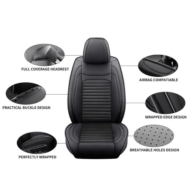 Back Seat Covers Fit for Kia Forte 2010-2024, Car Seat Covers Back Seats, Breathable Faux Leather Automotive Seat Covers Front Pair Anti-Slip Seat Cover(Black, Back) - color: Black, size: Fit for Forte Back seat