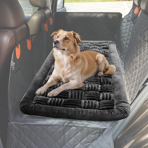 Backseat Dog Bed for Car, Soft Dog Car Bed for Medium Large Dogs, Back Seat Protector Mat for SUV Truck Sedan, Non Slip Washable Pet Travel Bed for Backseat Extender, Dark Gray(24.5" x 51") - color: Grey