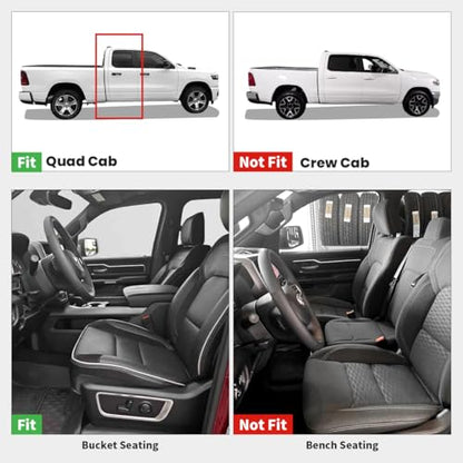 LASFIT Floor Mats for Ram 1500 Quad Cab 2025 2026 Bucket Seat(Not for Bench Seating), All Weather TPE Custom Fit Car Mats Floor Liners 1st & 2nd Row, Black - style: 2) 1500 | 2025-2026 |Quad Cab Floor Mats