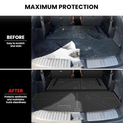 LASFIT Cargo Mat & Backrest Mats for Kia Telluride 2027 (Only Fit Gas, Not Fit Hybrid), All Weather TPE Custom Fit Cargo Liner Trunk Mats & Seatback Mats Accessories for Kia Telluride 2027, Black - size: 3)For Kia Telluride | 2027 | Cargo