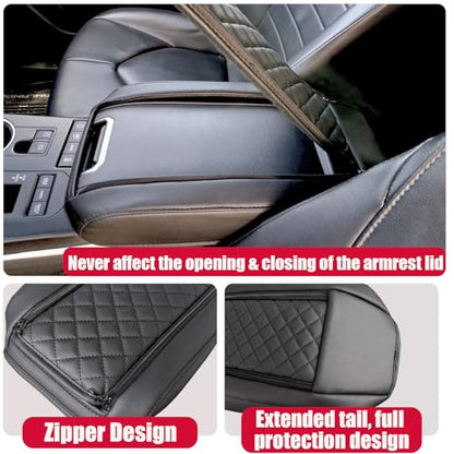 Center Console Cover for Toyota Highlander 2020 2021 2022 2023 2024 2025 2026 - Premium Leather Armrest Cover with Extra Padding for Highlander Hybrid Interior Accessories( Not for Grand Highlander) - size: 6) 20-26 |Highlander| Black, +Thick Size