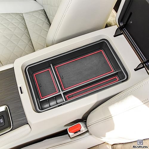 RUNROAD Center Console Organizer Tray Compatible with Nissan Altima 2019 2020 2021 2022 2023 2024 2025 Accessories, Insert Armrest Tray Secondary Storage Box Coin Holder Console Dividers, Red - color: Red