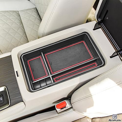 RUNROAD Center Console Organizer Tray Compatible with Nissan Altima 2019 2020 2021 2022 2023 2024 2025 Accessories, Insert Armrest Tray Secondary Storage Box Coin Holder Console Dividers, Red - color: Red
