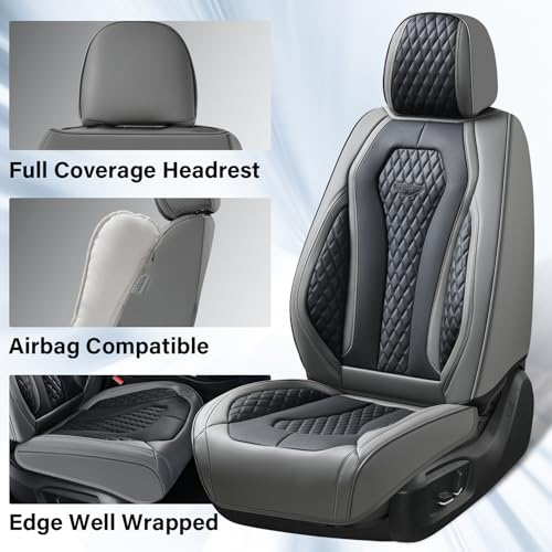 Coverado Car Seat Covers Full Set, Black Seat Covers, Automotive Car Seat Cover, Car Seat Cushion, Car Seat Covers Front Seats Back Seat Covers, Car Seat Protector Universal Fit Most Cars - color: Gray/Black, size: FrontPair