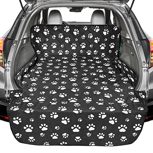F-color SUV Cargo Liner for Dogs, Upgraded Extra Large Water Resistant Pet Cargo Cover Dog Seat Cover Mat for SUV Sedans Vans with Bumper Flap for Full-Size SUVs Vans, Paw Print - color: Paw Print, size: Extra Large: 55'' x 106"