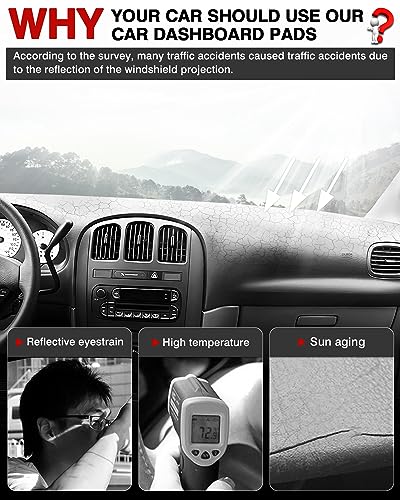 Autorder Dashboard Cover Mat for 2001-2007 Dodge Caravan/Grand Caravan/Chrysler Town Country Accessories Dash Cover Flannel Dash Mat Protector (Without Raised Display w/o Sensor) - size: 2001-2007 Dodge Caravan