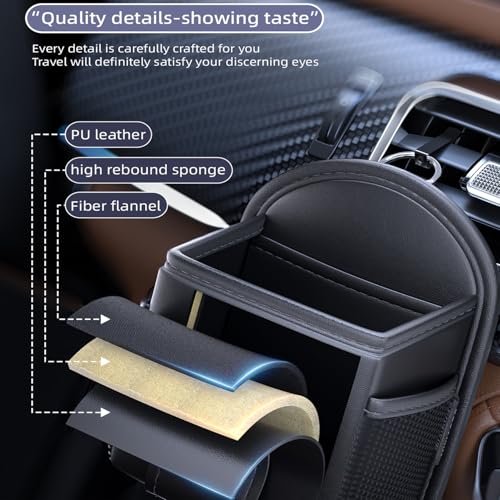 Car Air Vent Storage Bag Organizer Pocket, Sunglass Holder Car Mount Phone Holder Coin Key Card Case Organizer with Clip, Car Air Vent Phone Holder Coin Key Card Case Organizer. (Black)