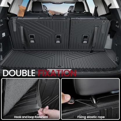 Floor Mats Cargo Mat Backrest Mats Trunk Lower Storage Mat for 2019-2026 Subaru Ascent Accessories, All-Weather TPE Trunk Mat Cargo Liner Door Sill Protector(Floor Mats+2-in-1 Cargo Mat) - style: Floor Mats+2-in-1 Cargo Mat