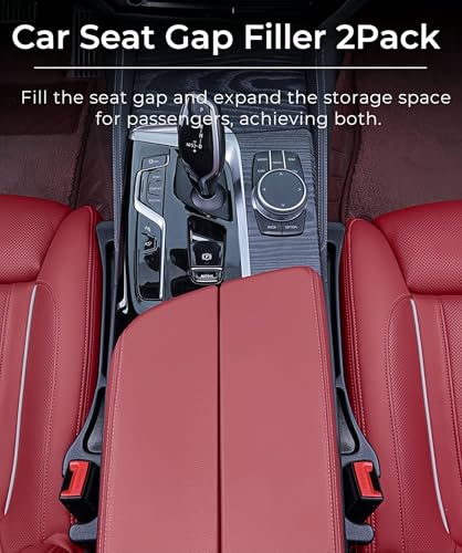 Car Seat Gap Filler, 2-Pack No-Drop Seat Side Gap Seam Filler Organizer with Phone Holder, Universal Fit Fill The Gap Between Seat & Console, Perfect for Car, SUV, Truck
