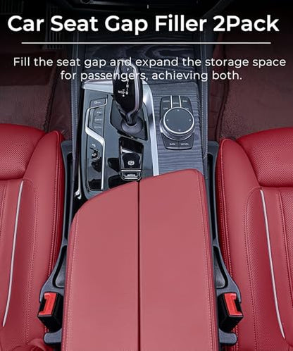 Car Seat Gap Filler, 2-Pack No-Drop Seat Side Gap Seam Filler Organizer with Phone Holder, Universal Fit Fill The Gap Between Seat & Console, Perfect for Car, SUV, Truck